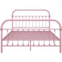 Berkfield Home Elegant Bed Frame Pink Metal 120x200 cm | Size: Small Double