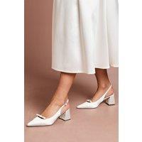 Coast Women's Riley Satin Bow Detail Slingback Medium Block Heel Court Shoes in Ivory | Size: 8