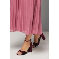 Wallis Women's Wide Fit Carmen Velvet Knot Front High Block Heel Sandals in Burgundy | Size: 5