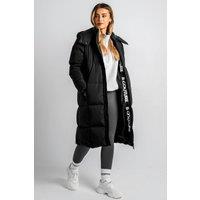 BCouture Women's Longline Hooded Oversized Puffer Coat in Black | Size: Medium