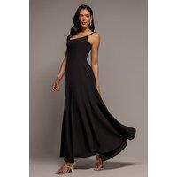 Goddiva Women's Fit & Flare A Line Maxi Dress in Black | Size: 10