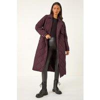 Dusk Women's Chevron Wrap Quilted Puffer Coat in Wine | Size: 14