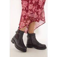Long Tall Sally Women's Leather Brogue Detail Chelsea Boots In Standard Fit in Chocolate | Size: 10