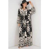 Big Dart Women's Patterned V-Neck Maxi Dress in Charcoal | Size: XL