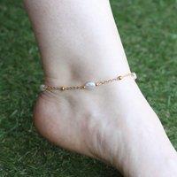 The Colourful Aura Women's Golden Brass Rounds Pearl Beads Indian Payal Anklet in Gold