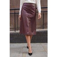 Roman Women's Faux Leather Panel Pencil Skirt in Dark Red | Size: 12