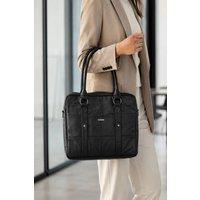 LARANGE Women's Women's Cowhide Leather Laptop Tote Bag 40 x 27 x 10 cm in Black | Size: 1 Pack