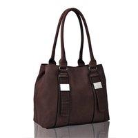 Fontanella Fashion Women's Daley PU Leather Dual Compartment Shoulder Tote Bag in Chocolate