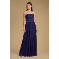 Oasis Women's Mini Bow Bandeau Mesh Bridesmaid Maxi Dress in Navy | Size: 18