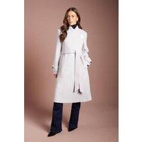 Coast Women's Lilac Grey Asymmetric Wrap Wool Look Midi Coat | Size: 12