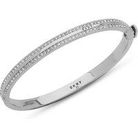 DKNY Jewellery Women's Silver Tone Pav Hinge Bangle - Silver & Crystal