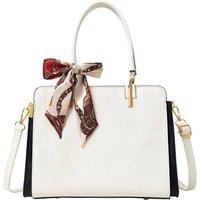 MODISHION Women's PU Leather Handbag Shoulder Bag with Adjustable Strap in White