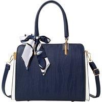 MODISHION Women's PU Leather Handbag Shoulder Bag with Adjustable Strap in Navy