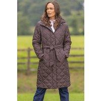 Klass. Women's Belted Diamond Quilted Coat in Dark Brown | Size: Medium