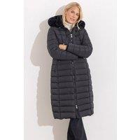 Klass. Women's Faux Fur Trimmed Long Puffer Coat in Black | Size: 2XL