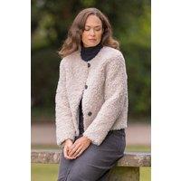 Klass. Women's Faux Fur Collarless Jacket in Beige | Size: 2XL