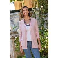 WoolOvers Women's Long V Neck Cardigan in Pale Pink | Size: XL