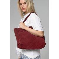 Barneys Originals Women's Burgundy Suede Tote Bag
