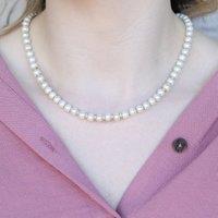 The Colourful Aura Women's White Round Pearl Bridesmaid Statement Necklace & Earring Set