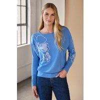 Pure Collection Women's Floral Dolman Jaquard Sweater | Size: 12