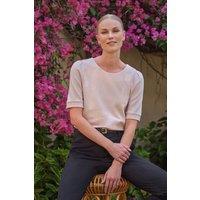 Pure Collection Women's Half Sleeve Jersey Jacquard Top in Pink | Size: 14