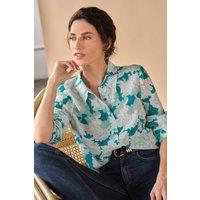 Pure Collection Women's Pure Washed Silk Shirt in Green | Size: 12