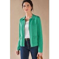 Pure Collection Women's Wool Blend Milano Zip Jacket in Green | Size: 10