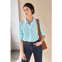 Pure Collection Women's Pure Washed Silk Shirt in Pale Blue | Size: 10