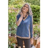 WoolOvers Women's Cashmere & Merino Classic V Neck Cardigan in Mid Blue | Size: Medium
