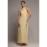 Goddiva Women's Cross Front Scarf Back Chiffon Mermaid Maxi Dress in Lemon | Size: 8