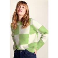 TOG24 Women's 'Celeste' Checkerboard Chunky Knit Jumper in Light Green | Size: 10