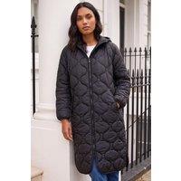 Roman Women's Fleece Quilted Hooded Coat in Black | Size: 12