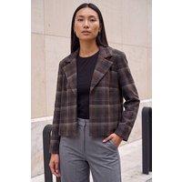 Roman Women's Check Edge to Edge Jacket in Chocolate | Size: 14