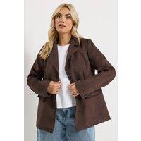 Yours Women's Faux Suede Blazer in Chocolate | Size: 20