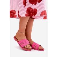 Love Lace Women's Classic Suede Flat Heel Sandals with Cutout Strap Daily Comfort in Pink | Size: 4.5