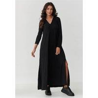 Love Lace Women's Timeless V Neck Maxi Dress Viscose Elastane in Black | Size: 42