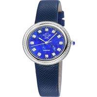 GV2 Arezzo Women's Diamond Blue Dial Blue Leather Watch