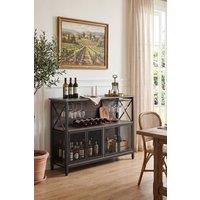 Living and Home Industrial Wine Bar Cabinet with Metal Frame in Grey