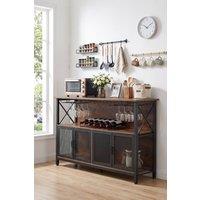 Living and Home Industrial Wine Bar Cabinet with Metal Frame in Brown