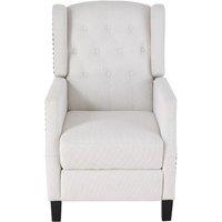 Garden Sanctuary Fabric Pushback Recliner with Footstool - Upholstered Armchair in White