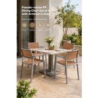 Garden Sanctuary Pseudo-rattan PP Dining Chair Set of 4 with Armrest in Grey