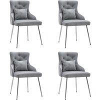 Garden Sanctuary Grey Velvet Tufted Dining Chair with Cushion