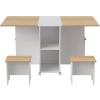 Garden Sanctuary Drop Leaf Dining Table Set with 4 Stools in Natural