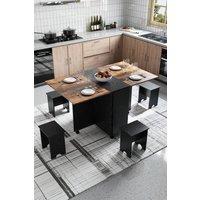 Garden Sanctuary Folding Dining Table Set with 4 Stools in Brown
