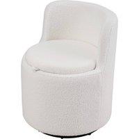 Garden Sanctuary 360 Upholstered Sherpa Swivel Chair with Storage in White
