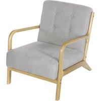 Garden Sanctuary Solid Wooden Frame Upholstered Tufted Armchair in Light Grey