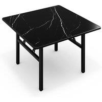 Garden Sanctuary Square 80cm Folding Coffee Table with Marble Effect Top in Black