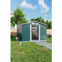 H&O Direct Outdoor Large Metal Garden Storage Shed in Green