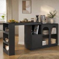 STILVORA Rotating Dining & Bar Cabinet with Glass Doors in Black