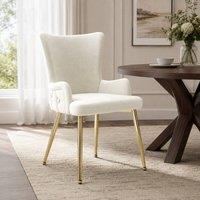 STILVORA Beige Velvet Dining Chair with Metal Legs